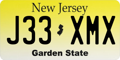 NJ license plate J33XMX