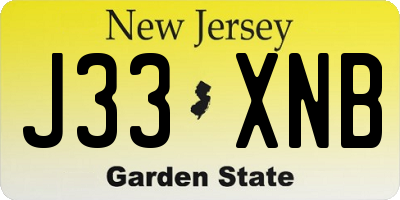 NJ license plate J33XNB