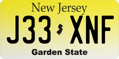 NJ license plate J33XNF
