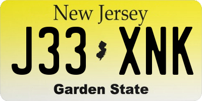 NJ license plate J33XNK