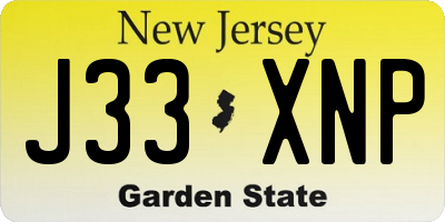NJ license plate J33XNP