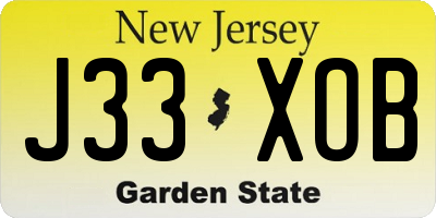 NJ license plate J33XOB