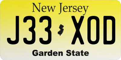 NJ license plate J33XOD