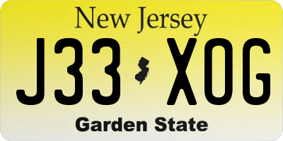 NJ license plate J33XOG