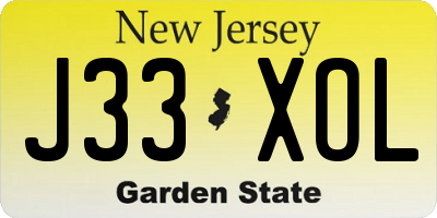 NJ license plate J33XOL