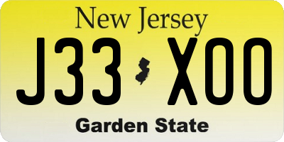 NJ license plate J33XOO