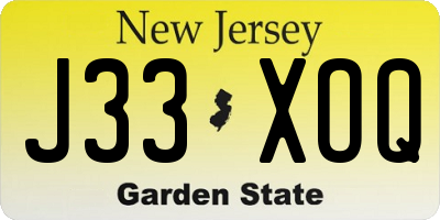 NJ license plate J33XOQ