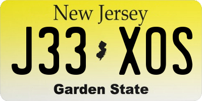 NJ license plate J33XOS