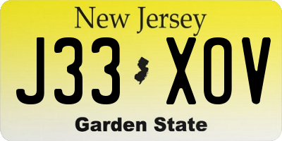 NJ license plate J33XOV