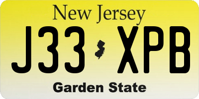 NJ license plate J33XPB
