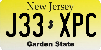 NJ license plate J33XPC