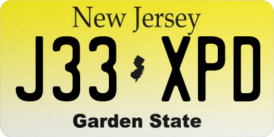 NJ license plate J33XPD