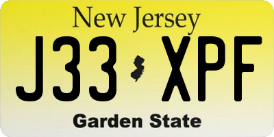 NJ license plate J33XPF
