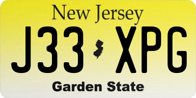 NJ license plate J33XPG