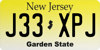 NJ license plate J33XPJ