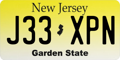 NJ license plate J33XPN