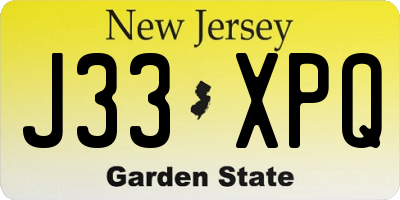 NJ license plate J33XPQ