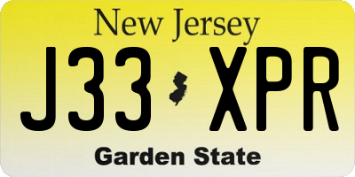 NJ license plate J33XPR