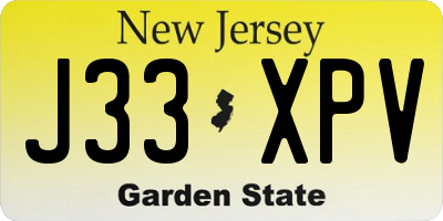 NJ license plate J33XPV