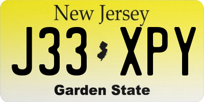 NJ license plate J33XPY