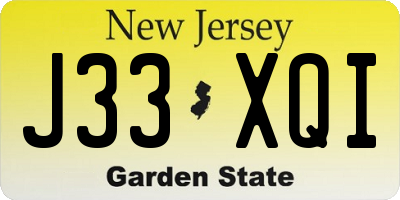 NJ license plate J33XQI