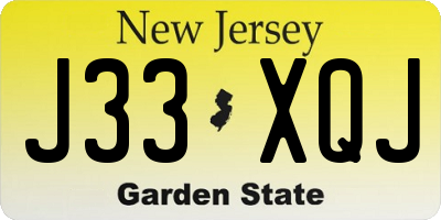 NJ license plate J33XQJ