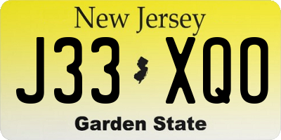 NJ license plate J33XQO