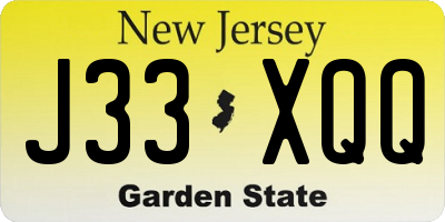 NJ license plate J33XQQ