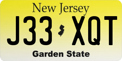 NJ license plate J33XQT