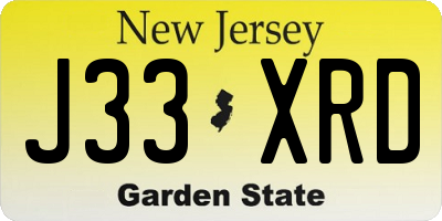 NJ license plate J33XRD