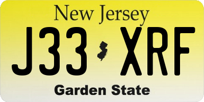 NJ license plate J33XRF