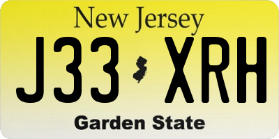 NJ license plate J33XRH