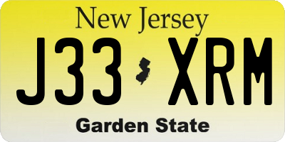 NJ license plate J33XRM