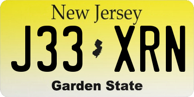 NJ license plate J33XRN
