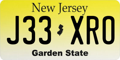 NJ license plate J33XRO