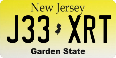 NJ license plate J33XRT
