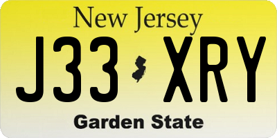 NJ license plate J33XRY