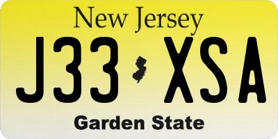 NJ license plate J33XSA