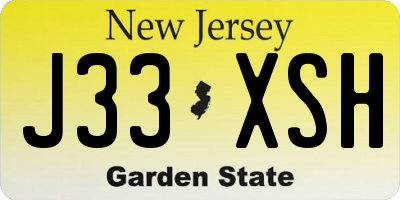 NJ license plate J33XSH