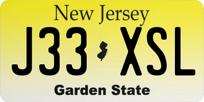 NJ license plate J33XSL