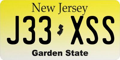 NJ license plate J33XSS