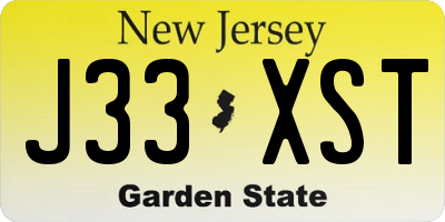 NJ license plate J33XST