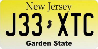 NJ license plate J33XTC
