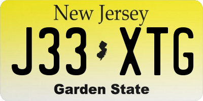 NJ license plate J33XTG