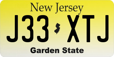 NJ license plate J33XTJ