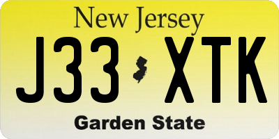 NJ license plate J33XTK