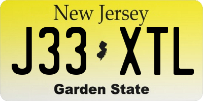 NJ license plate J33XTL