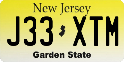 NJ license plate J33XTM
