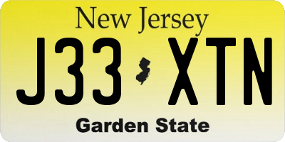 NJ license plate J33XTN