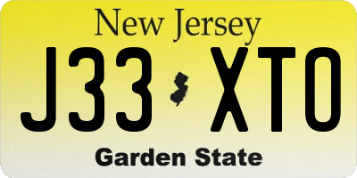 NJ license plate J33XTO